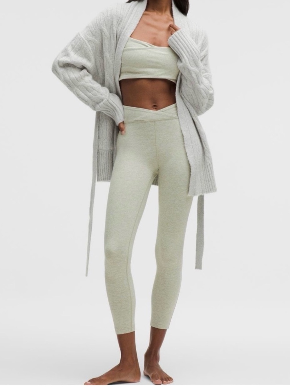NWT! Lululemon Softey Suedey Cross Waist Tight 25” - Fog Green